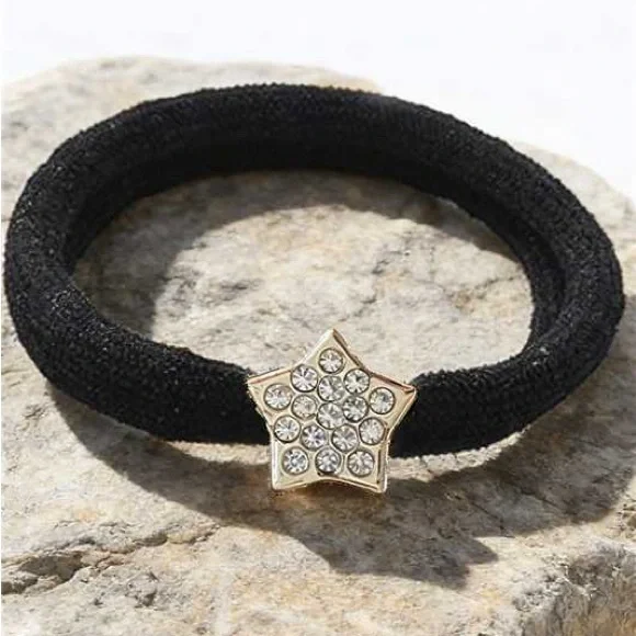 Zenana Outfitters Black Hair Tie with Gold Star Accent - Picture 1 of 4